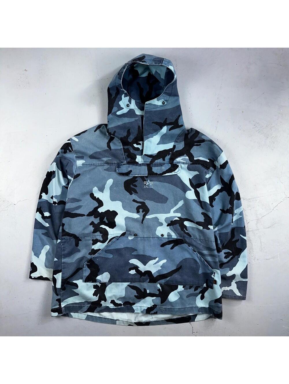 Military Snow Camo Winter Hooded Anorak Jacket Mens L Stock Alpha Industries